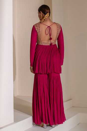 Rasasvada Gathered Embellished Tunic Sharara Set 