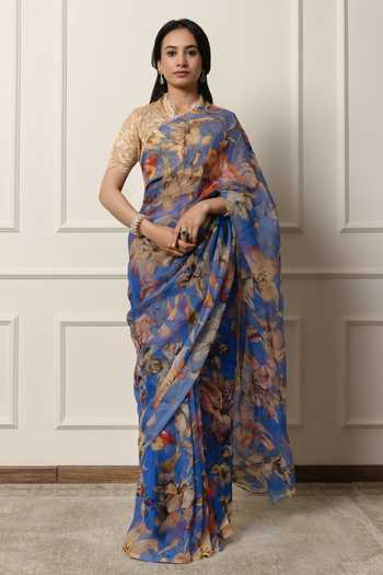 Atelier Shikaarbagh Printed Saree With Unstitched Blouse Piece