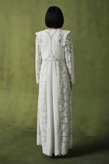 Shop Pankaj & Nidhi Ivory Tulle, Silk Organza Embroidery Open Neck Conquistador Pearl Work Jacket at Aza Fashions Shop_Pankaj & Nidhi_Ivory Tulle, Silk Organza Embroidery Open Neck Conquistador Pearl Work Jacket _at_Aza_Fashions