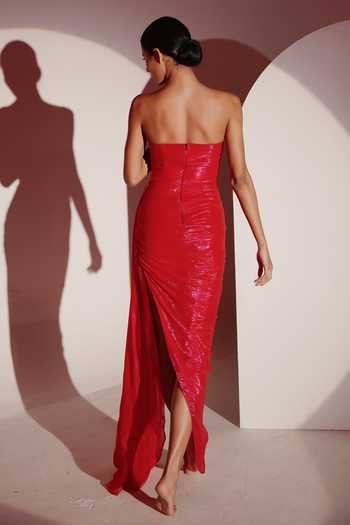 Amrta By Guneet Kondal Draped Corset Trail Gown 