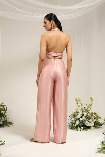 Amrta By Guneet Kondal Bahara Embellished Overlay With Pleated Jumpsuit