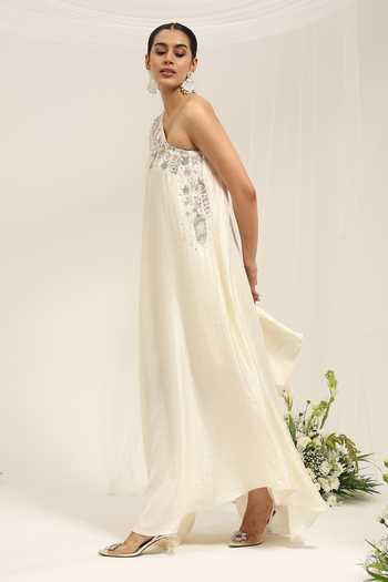 Buy Amrta By Guneet Kondal Ivory Silk, Shantoon One Shoulder Saawariya Embellished Kaftan Online at Aza Fashions Buy_Amrta By Guneet Kondal_Ivory Silk, Shantoon One Shoulder Saawariya Embellished Kaftan _Online_at_Aza_Fashions