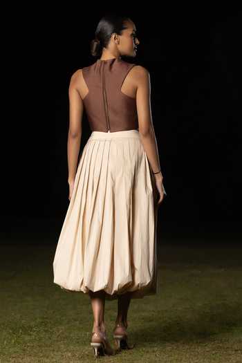 Amrta By Guneet Kondal Queen Of Wild Fields Draped Top & Skirt Set 