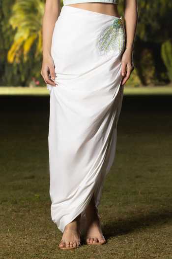 Shop Amrta By Guneet Kondal Green Cotton, Poplin Halter Neck Sea Whisper Top And Skirt Set Online at Aza Fashions Shop_Amrta By Guneet Kondal_Green Cotton, Poplin Halter Neck Sea Whisper Top And Skirt Set _Online_at_Aza_Fashions