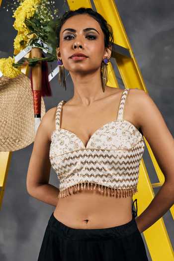Vandana Sethi Zari Work Spaghetti Blouse
