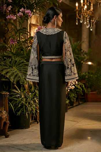 Shreeka Embroidered Cropped Jacket & Draped Skirt Set