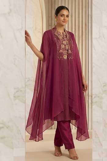 Shreeka Dabka Embroidered Cape & Kurta Set