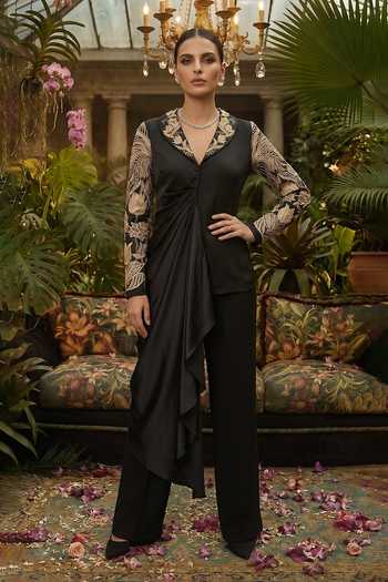 Shreeka Embroidered Draped Blazer & Trouser Set
