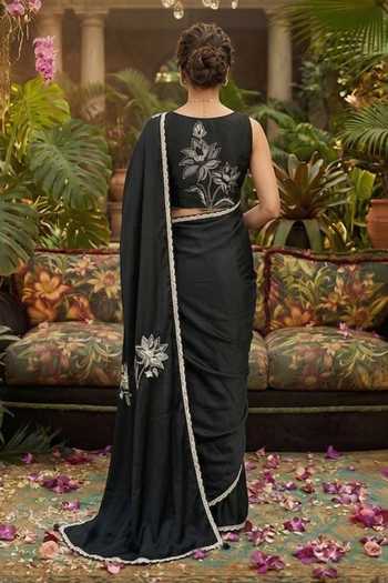 Shreeka Sequin Border Embroidered Saree With Blouse