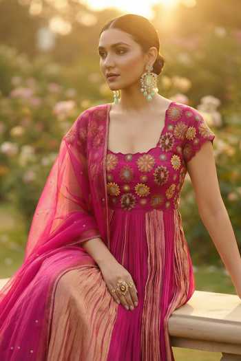 Buy Shreeka Pink Organza, Net, Lycra Scoop Floral Butta Embroidered Anarkali With Dupatta Online at Aza Fashions Buy_Shreeka_Pink Organza, Net, Lycra Scoop Floral Butta Embroidered Anarkali With Dupatta _Online_at_Aza_Fashions