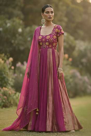 Shreeka Floral Butta Embroidered Anarkali With Dupatta