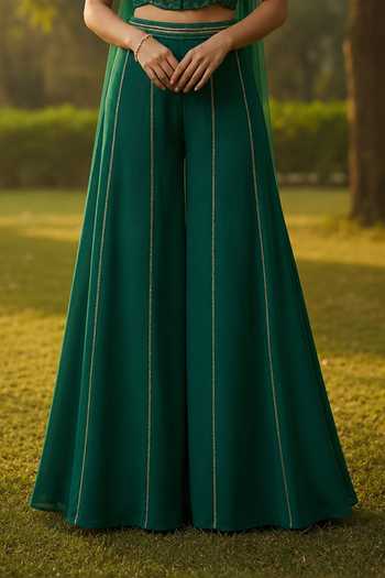Buy Shreeka Emerald Green Organza, Georgette, Crepe Scoop Embroidered Waistcoat Sharara Set Online at Aza Fashions Buy_Shreeka_Emerald Green Organza, Georgette, Crepe Scoop Embroidered Waistcoat Sharara Set _Online_at_Aza_Fashions