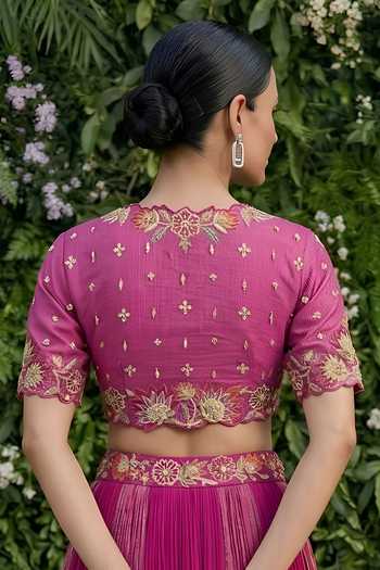 Shreeka Floral Embroidered Blouse Lehenga Set