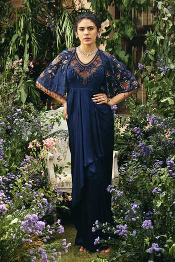 Shreeka Floral Embroidered Cape Gown