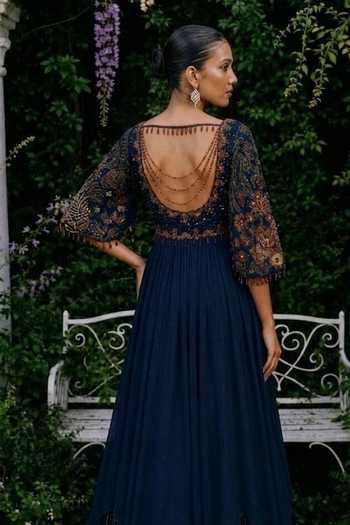 Shreeka Sequin Yoke Embroidered Gown