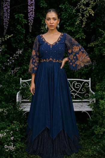 Shreeka Sequin Yoke Embroidered Gown