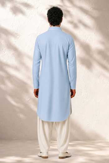 Bubber Couture Nivaan Pathani Cotton Silk Kurta Set 