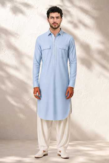 Bubber Couture Nivaan Pathani Cotton Silk Kurta Set 