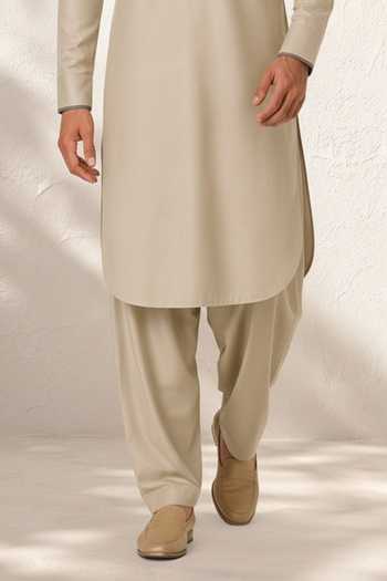 Bubber Couture Beige Silk, Cotton Veeraj Plain Kurta Set Online at Aza Fashions Bubber Couture_Beige Silk, Cotton Veeraj Plain Kurta Set _Online_at_Aza_Fashions