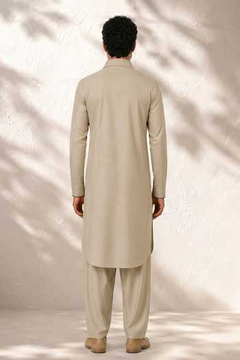 Bubber Couture Veeraj Plain Cotton Silk Kurta Set 