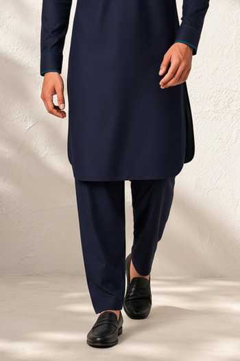 Bubber Couture Blue Silk, Cotton Siraj Pathani Kurta Set Online at Aza Fashions Bubber Couture_Blue Silk, Cotton Siraj Pathani Kurta Set _Online_at_Aza_Fashions