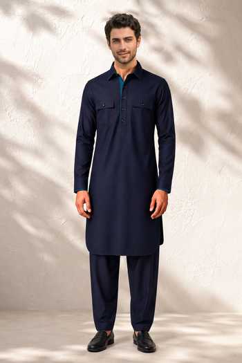 Bubber Couture Siraj Pathani Cotton Silk Kurta Set 