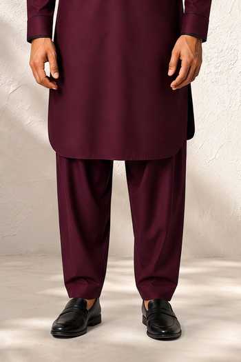 Bubber Couture Maroon Silk, Cotton Pravar Kurta Set Online at Aza Fashions Bubber Couture_Maroon Silk, Cotton Pravar Kurta Set _Online_at_Aza_Fashions