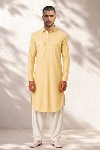 Bubber Couture Vedaan Plain Cotton Silk Kurta & Salwar Set 