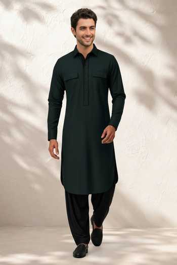 Buy Bubber Couture Green Silk, Cotton Plain Kurta And Salwar Set Online at Aza Fashions Buy_Bubber Couture_Green Silk, Cotton Plain Kurta And Salwar Set _Online_at_Aza_Fashions