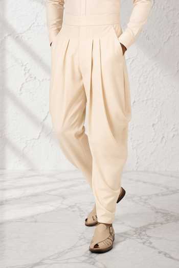 Bubber Couture Cream Silk, Cotton Kiyan Classic Dhoti Pant Online at Aza Fashions Bubber Couture_Cream Silk, Cotton Kiyan Classic Dhoti Pant _Online_at_Aza_Fashions