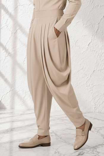 Buy Bubber Couture Beige Silk, Cotton Mivaan Dhoti Pant Online at Aza Fashions Buy_Bubber Couture_Beige Silk, Cotton Mivaan Dhoti Pant _Online_at_Aza_Fashions