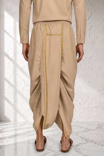 Bubber Couture Beige Silk, Cotton Samay Draped Dhoti Pant Online at Aza Fashions Bubber Couture_Beige Silk, Cotton Samay Draped Dhoti Pant _Online_at_Aza_Fashions