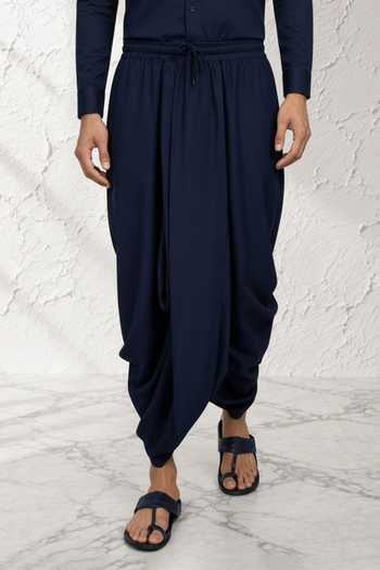 Buy Bubber Couture Blue Silk, Cotton Advik Pre Stitched Dhoti Pant Online at Aza Fashions Buy_Bubber Couture_Blue Silk, Cotton Advik Pre Stitched Dhoti Pant _Online_at_Aza_Fashions