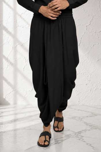 Buy Bubber Couture Black Silk, Cotton Anvit Classic Pre-stitched Dhoti Pant Online at Aza Fashions Buy_Bubber Couture_Black Silk, Cotton Anvit Classic Pre-stitched Dhoti Pant _Online_at_Aza_Fashions