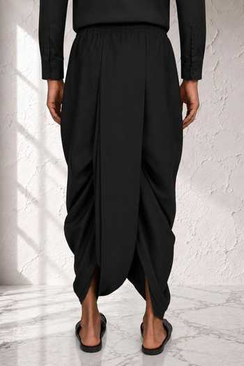 Shop Bubber Couture Black Silk, Cotton Anvit Classic Pre-stitched Dhoti Pant Online at Aza Fashions Shop_Bubber Couture_Black Silk, Cotton Anvit Classic Pre-stitched Dhoti Pant _Online_at_Aza_Fashions