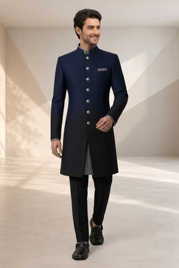 Bubber Couture Vardhaman Ombre Raw Silk Sherwani Set 
