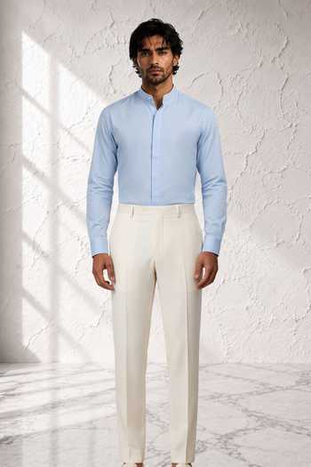 Buy Bubber Couture Off White Rayon, Terrycloth Kaito Straight Pant Online at Aza Fashions Buy_Bubber Couture_Off White Rayon, Terrycloth Kaito Straight Pant _Online_at_Aza_Fashions