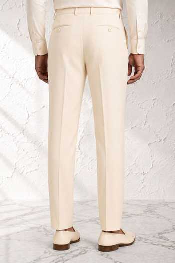 Bubber Couture Cream Rayon, Terrycloth Johan Plain Trouser Online at Aza Fashions Bubber Couture_Cream Rayon, Terrycloth Johan Plain Trouser _Online_at_Aza_Fashions