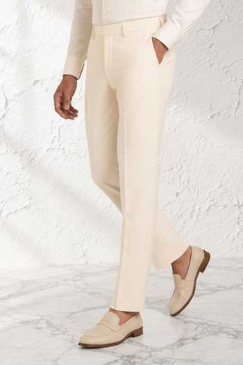 Buy Bubber Couture Cream Rayon, Terrycloth Johan Plain Trouser Online at Aza Fashions Buy_Bubber Couture_Cream Rayon, Terrycloth Johan Plain Trouser _Online_at_Aza_Fashions