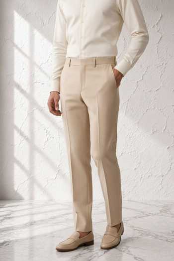 Bubber Couture Beige Rayon, Terrycloth Sander Solid Pant Online at Aza Fashions Bubber Couture_Beige Rayon, Terrycloth Sander Solid Pant _Online_at_Aza_Fashions