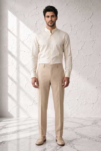Buy Bubber Couture Beige Rayon, Terrycloth Sander Solid Pant Online at Aza Fashions Buy_Bubber Couture_Beige Rayon, Terrycloth Sander Solid Pant _Online_at_Aza_Fashions