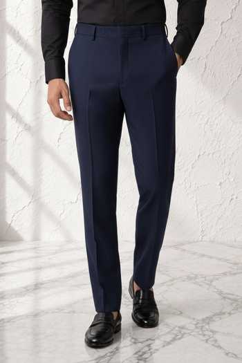 Bubber Couture Blue Rayon Antoine Solid Pant Online at Aza Fashions Bubber Couture_Blue Rayon Antoine Solid Pant _Online_at_Aza_Fashions