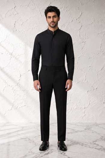 Buy Bubber Couture Black Rayon, Terrycloth Xavian Tailored Pant Online at Aza Fashions Buy_Bubber Couture_Black Rayon, Terrycloth Xavian Tailored Pant _Online_at_Aza_Fashions