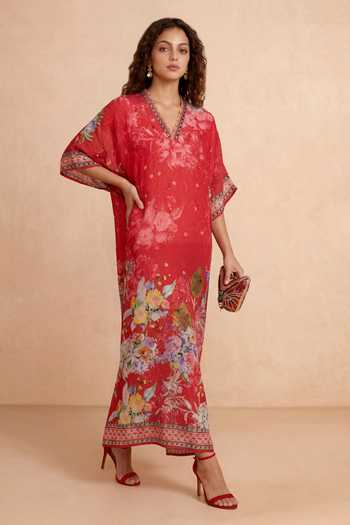 Shetab Kazmi Botanical Print Kaftan