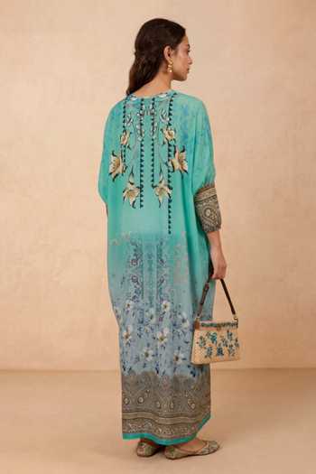 Shetab Kazmi Floral Print Crepe Kaftan