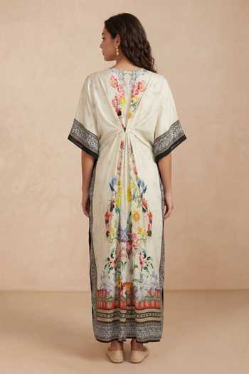 Shetab Kazmi Floral Border Print Kaftan