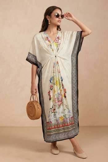 Shetab Kazmi Floral Border Print Kaftan