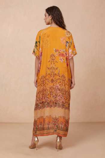 Shetab Kazmi Botanical Floral Print Kaftan