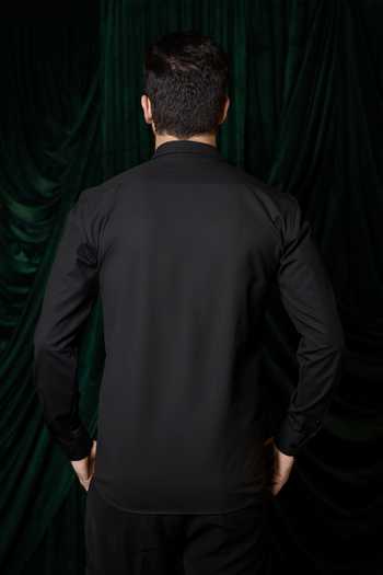 Hilo Design Sable Black Embroidered Shirt 