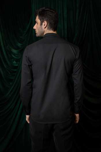 Hilo Design_Black Sable Embroidered Shirt _Online_at_Aza_Fashions